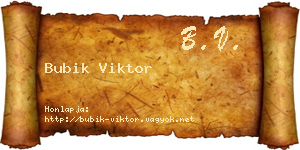 Bubik Viktor névjegykártya